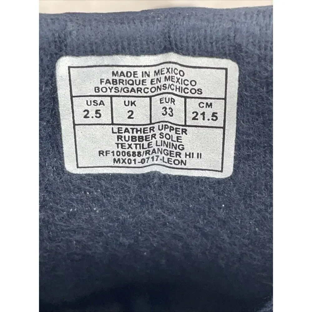 Polo Ralph Lauren Boys Size 2.5 Navy Leather Polo Mallet Bear Ranger Hi II